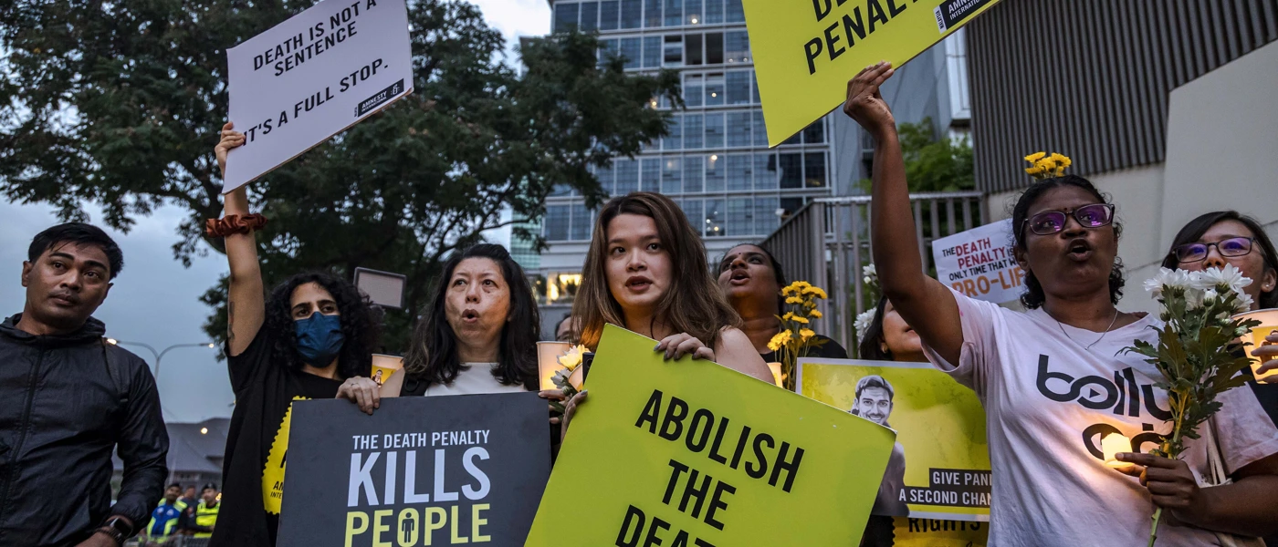 Kuala Lumpur, Februar 2025: Protest gegen eine Hinrichtung in Singapur © NurPhoto via Getty Images