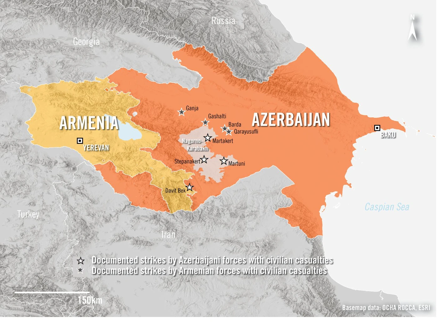 © Karte: Basemap data: OCHA, ROCCA, ESRI; Satellitenbild: Image: Google Earth Maxar Technologies