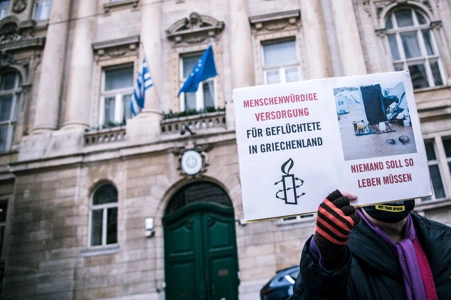 Mahnwache Griechische Botschaft Forderungen