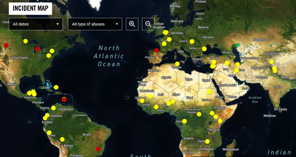 Tränengas Missbrauch Interaktive Karte