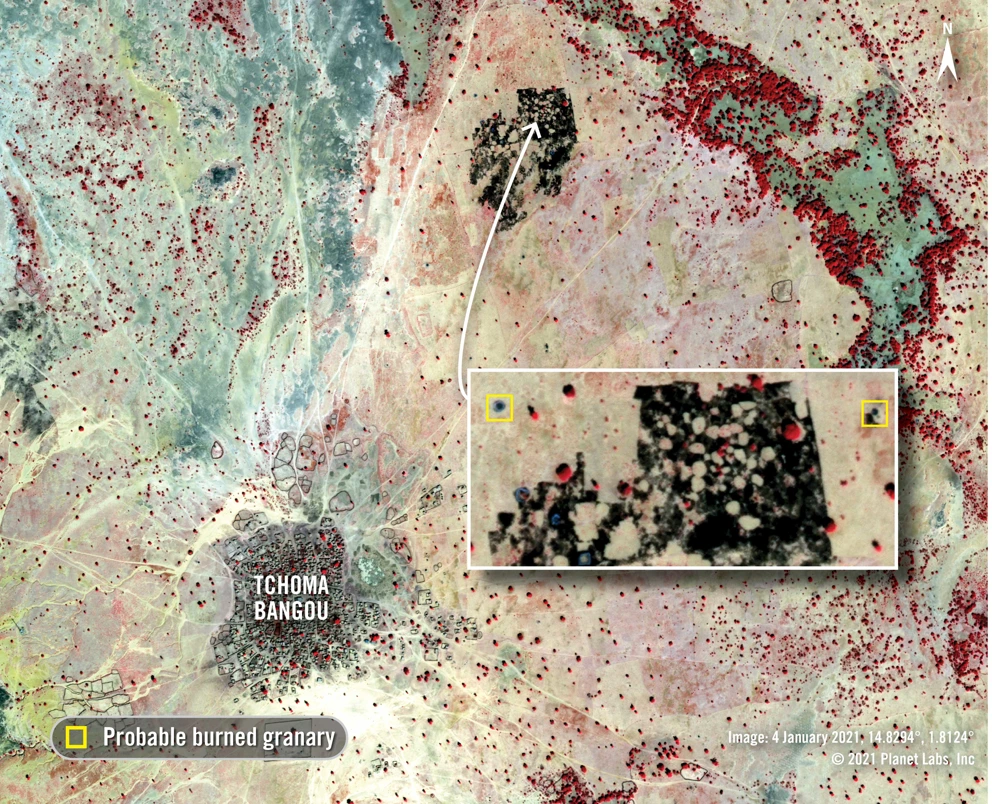 Sahel Konflikt Niger Niedergebrannte Regionen Satelitten Bild Amnesty Untersuchung 278943 Tchoma Bangou Area C Niger 2021, Planet Labs, Inc