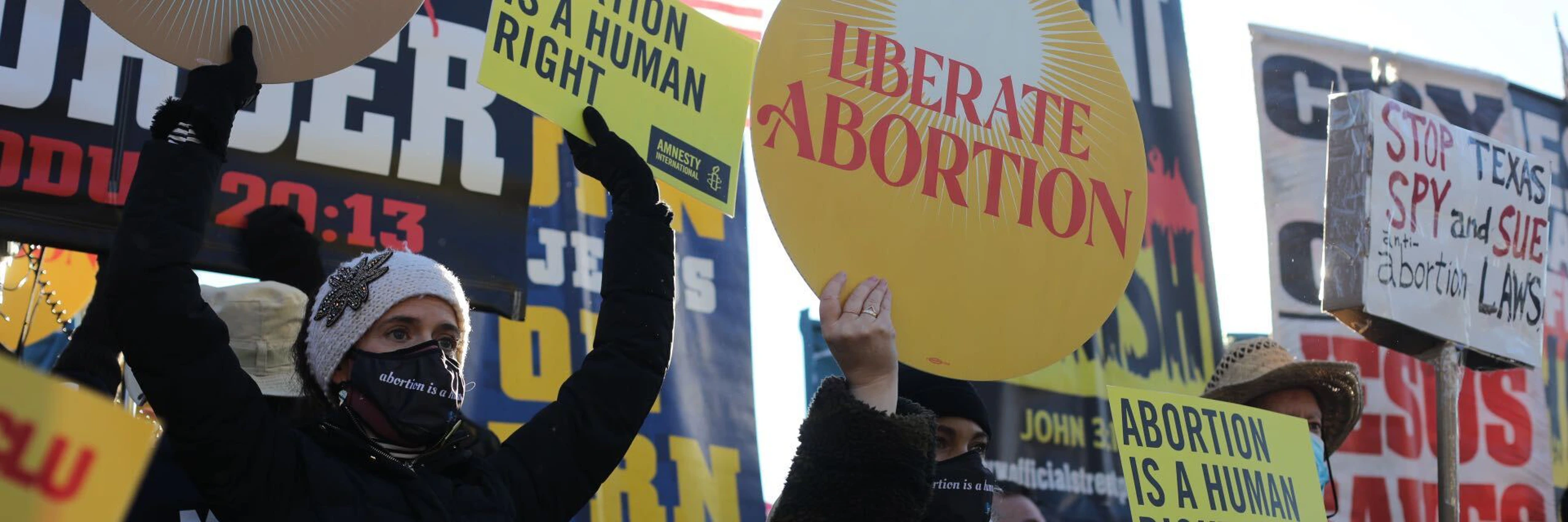 © Amnesty USA / Amnesty-Protestaktion vor dem Obersten Gerichtshof in Washington für das Recht auf sichere und legale Schwangerschaftsabbrüche (1. Dezember 2021)