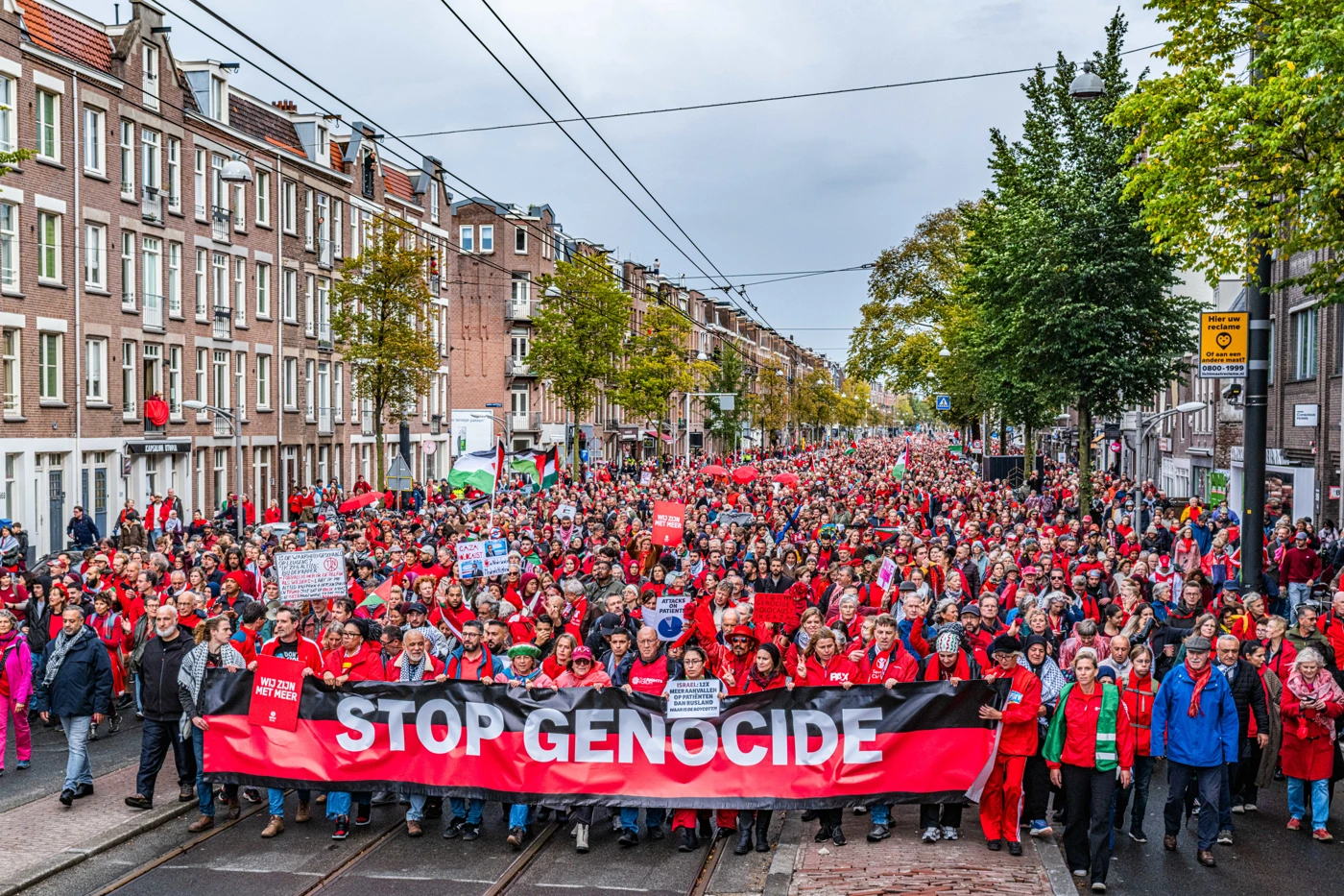 250.000 Protestierende setzten sich am 5. Oktober 2025 für ein Ende des Genozids in Gaza ein. Amsterdam, Niederlande. © Joris van Gennip