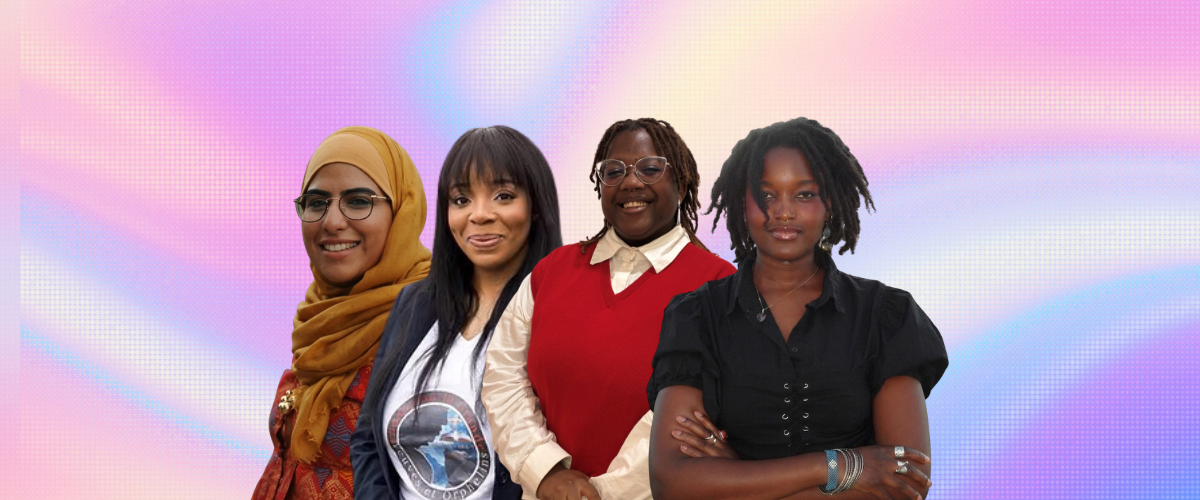 © Porträt Asma Aiad, Salomé Grünberger, Blackvoices.At, Aischa Sane Hintergrundbild Canva