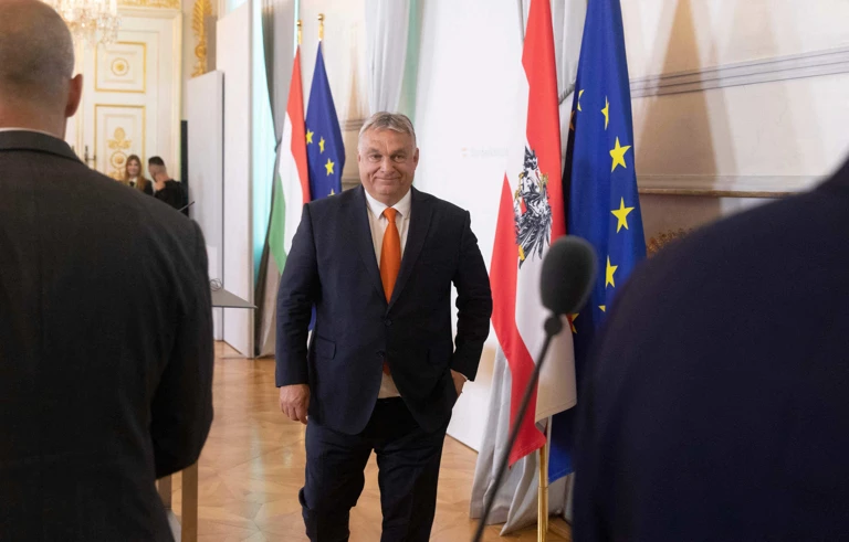 Viktor Orbán bei einem Besuch im Bundeskanzleramt in Wien, Juli 2022. @ ALEX HALADA / AFP / picturedesk.com