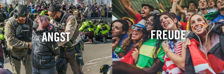 Links: Protestierende in Minneapolis, USA, werden Anfang März 2026 von den Behörden festgenommen. @ Kerem Yucel / AFP via Getty Images / Getty Images