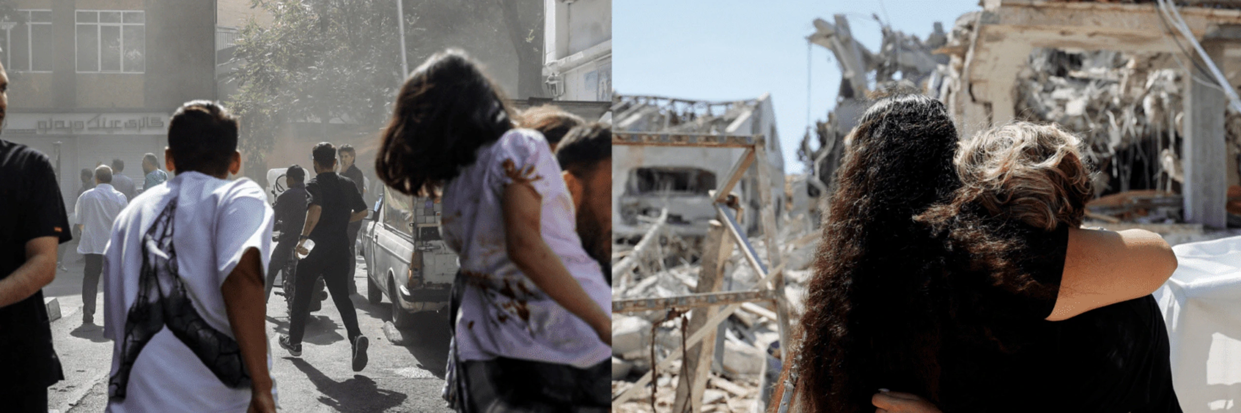 Bilder von den Folgen der Bombardierungen in Teheran (links) und Israel (rechts) © Reuters