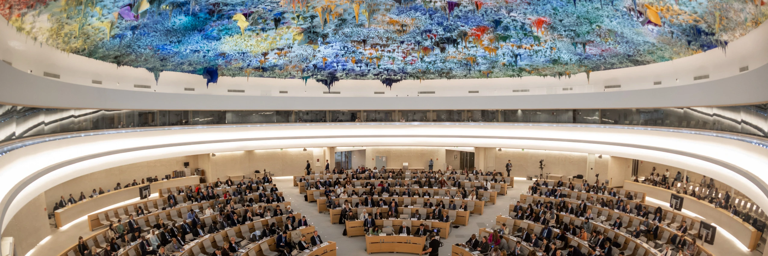 Der UN-Menschenrechtsrat in Genf im Jahr 2023 © FABRICE COFFRINI/AFP via Getty Images