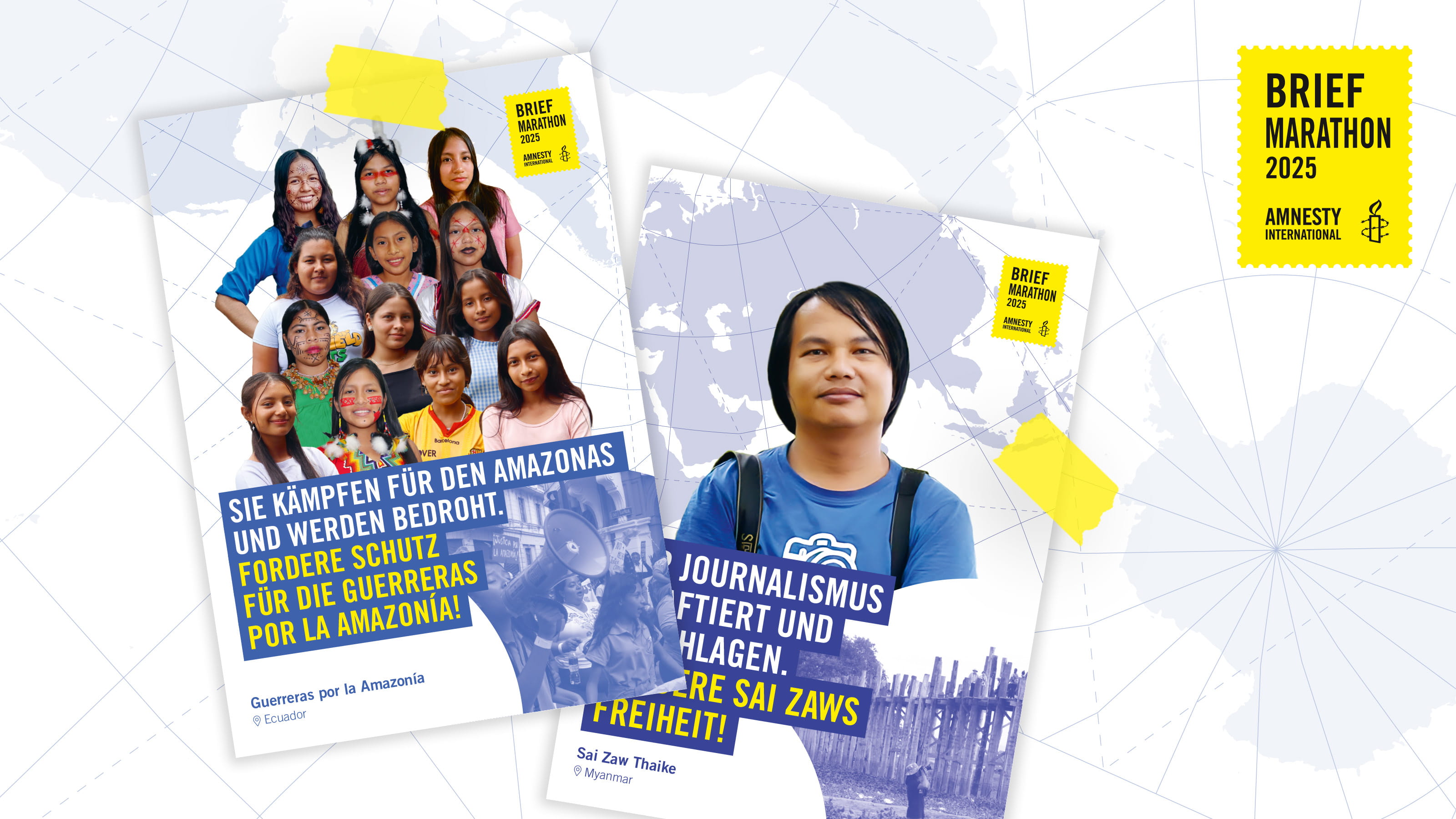 Amnesty International Briefmarathon 2025 Aktionspaket Fallbeschreibungen Header 2025 11 04