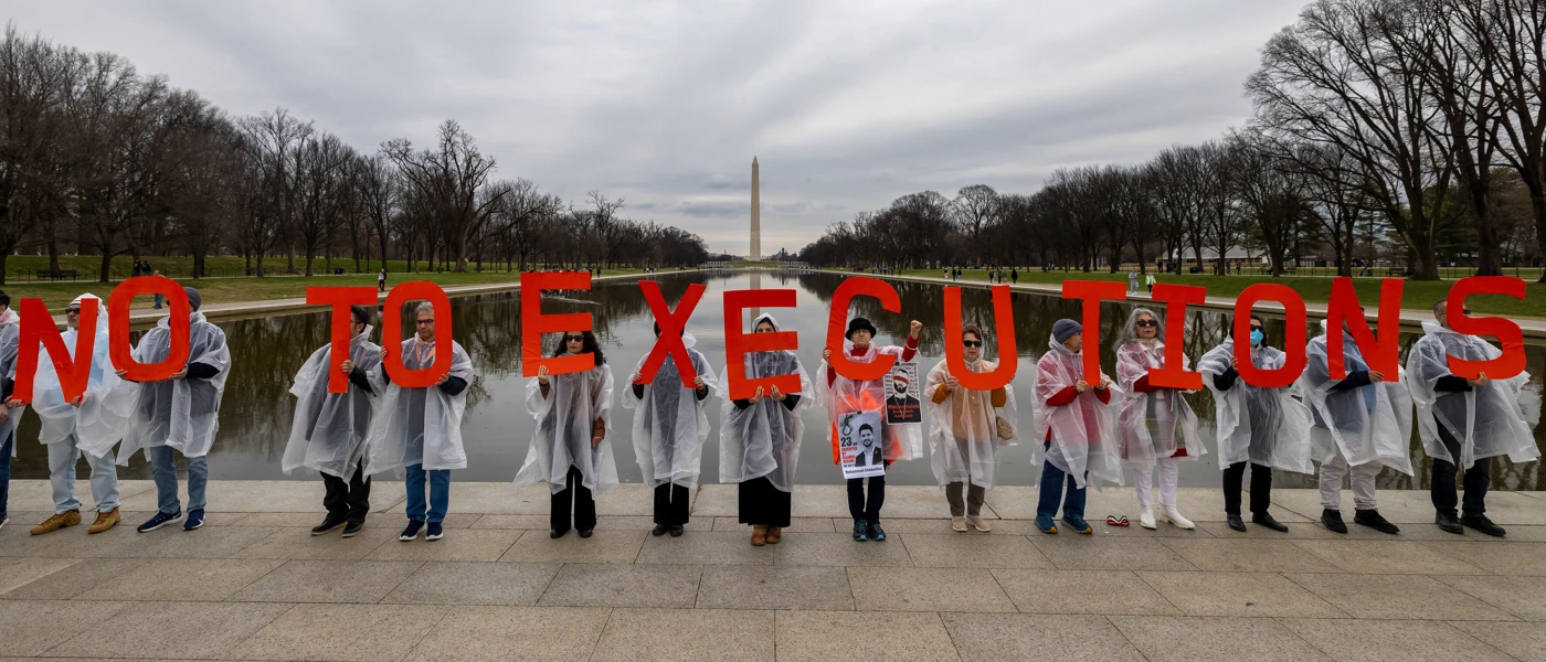 Washington DC, Jänner 2024: Protest gegen die Hinrichtungen im Iran © Middle East Images/AFP via Getty